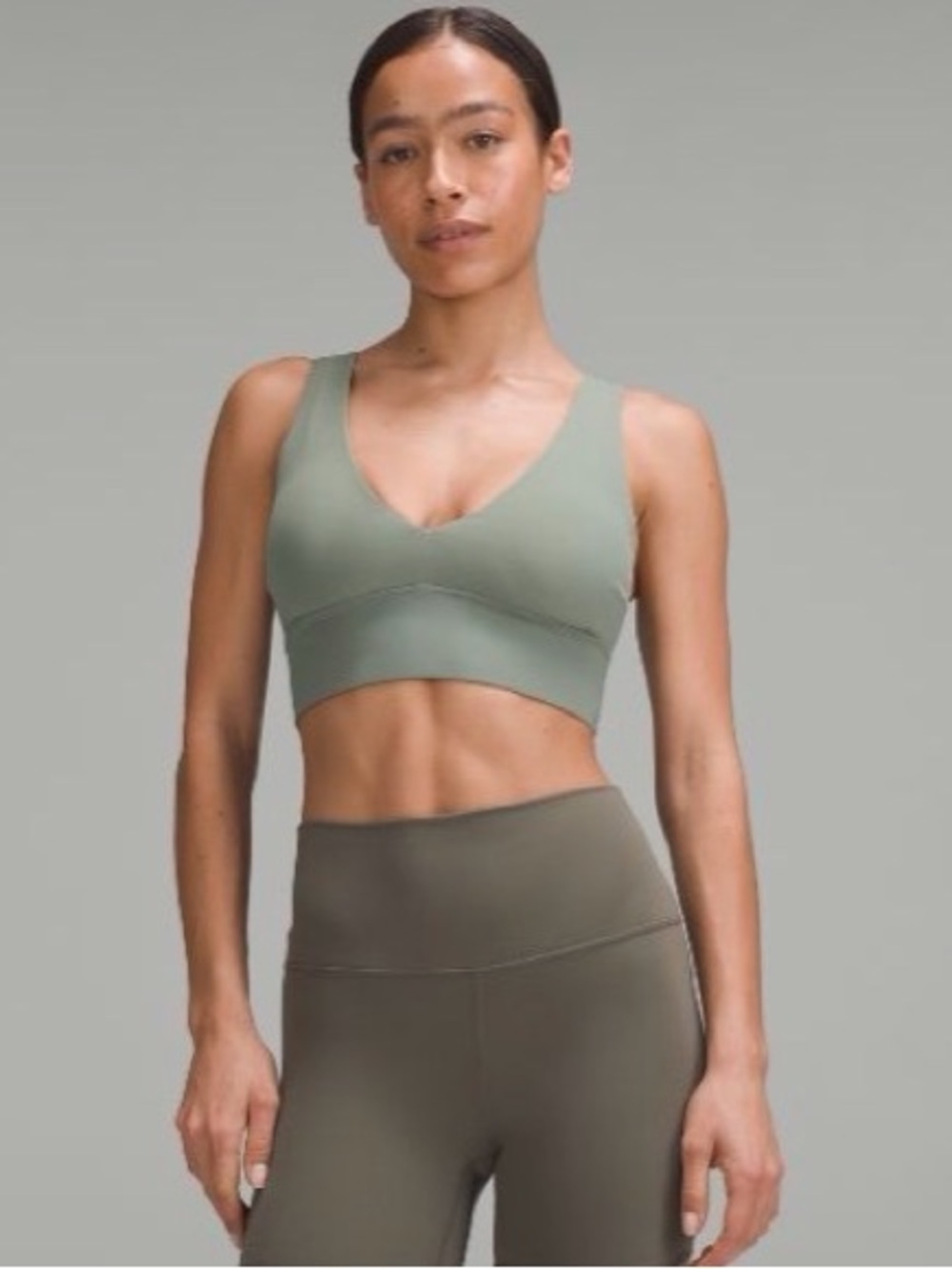 lululemon Align V-Neck Seamless Sports Bra in Sage Green